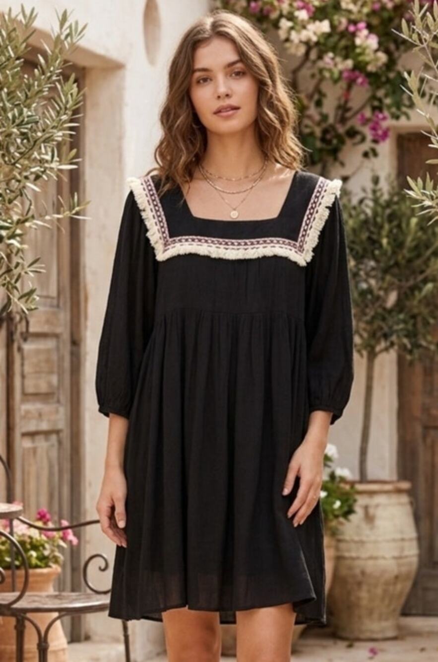 Umgee boho fringe babydoll dress